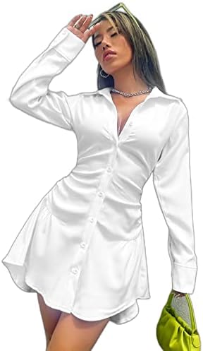 Grommet Lace Up Back Shirt Dress, M1126615, White, XS: Buy Online at Best Price in Egypt - Souq is now Amazon.eg Grommet Lace Up Back Shirt Dress, M1126615, White, XS: Buy Online at Best Price in Egypt - Souq is now Amazon.eg