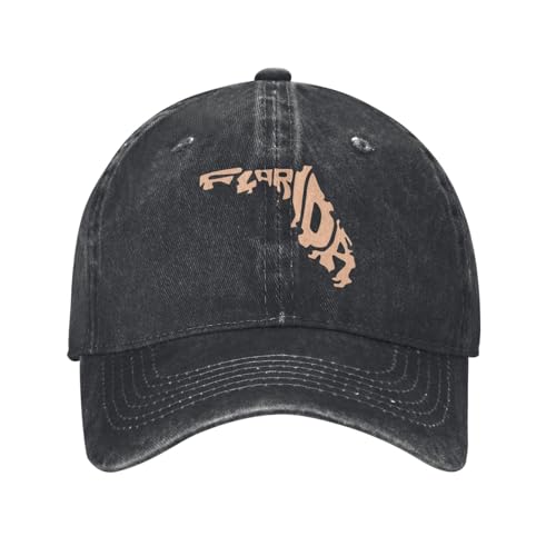 Womens Ball Cap Funny Sport Cap for Men Orlando Florida Fashionable Hat Black