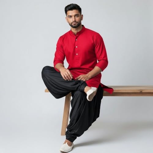 Image of Mens Pure Coton Kurta Dhoti Set | Traditional Ethnic Wear for Festive & Wedding Men's Cotton Kurta with Dhoti Set | Comfortable Ethnic Traditional Outfit Stylish Men's Cotton Kurta Dhoti Set.