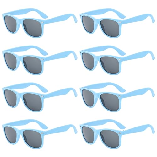 8 Pack Blue Sunglasses Bulk, Wholesale Party Favors Sunglasses for Adults