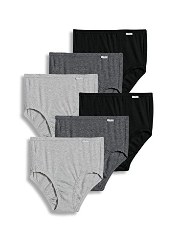 Jockey Women s Underwear Plus Size Elance Brief - 6 Pack, Grey Heather Charcoal Heather Black, 10