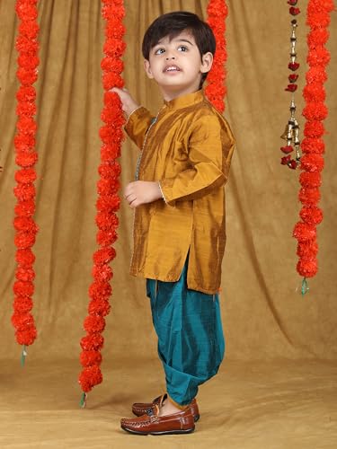 Image of POLKA TOTS Pure Cotton Traditional Dhoti Kurta Set for Baby Boys, Toddlers & Kids | Soft and Breathable Cotton Ethnic Dress for Festivals and Weddings | Traditional Elegant Indian Festive Clothing