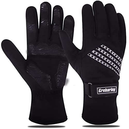 Grebarley Gants de Cyclisme Coupe-Vent avec Rembourrage Absorbant Les Chocs, Gants de Running pour Rester au Chaud en Hiver à écran Tactile, Gants de Ski pour Hommes/Femmes