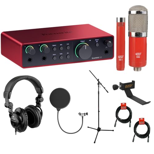 Focusrite Scarlett 2i2 USB-C I[fBIC^[tF[X (4) MXL 550/551 }CNATu (bh) wbhtHA|bvtB^[Awbhzz_[A}CNX^hAXLRP[u2{oht