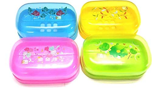 Blumfye Royal Soap Case with Lid for Bathroom and Kitchen, Set of 4 (Standard Size, Multicolor)