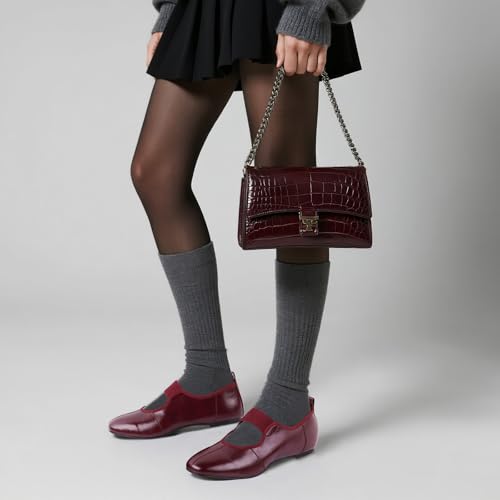 Ballet Flats for Women Square Toe Flat Dress Shoes Slip on Classic Mary Jane Comfortable Dance Shoes2