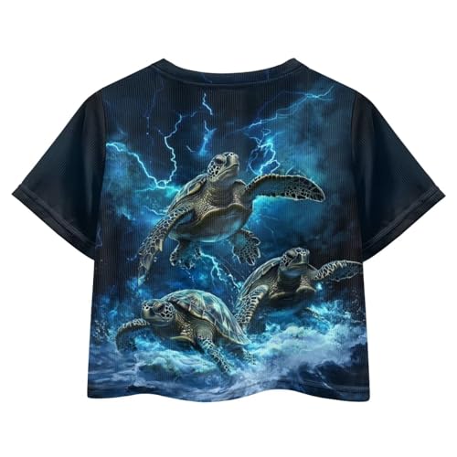 Image of Kids T Shirt Short Sleeve Crop Tops for Girls Summer Clothes Pullover Tees Shirt 5-14