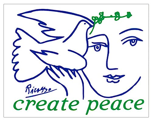 Create Peace with Picasso Dove Small Peace Bumper Sticker/Decal (3.25