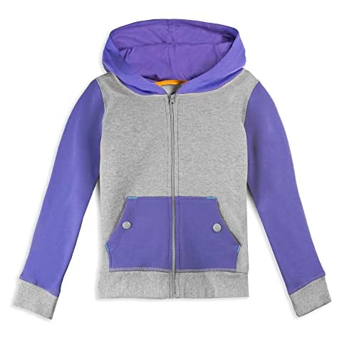 Mightly Fleece Zip-up Hoodie | Boys & Girls' Organic Cotton Hooded Sweatshirts, Soft Winter Warm Clothes, Comfy Fall Jackets w/Pockets, Fair Trade Certified for Toddler&Kids, Gray and Purple, 12 Cover