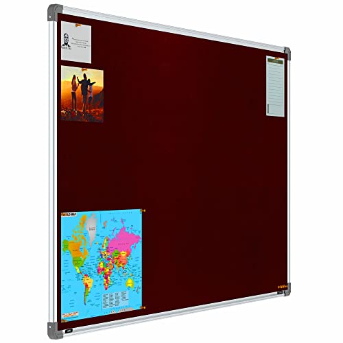 Image of Scholar Art Metis 3x5 Feet Fabric Pin-up Board for Home, Office & School | High Strength Velvet Cloth + High Density Soft Board for Pinning Photos, Sticky Notes & Reminders (Maroon)