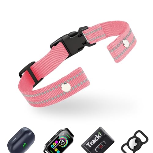 Collar Replacement Strap, Reflective Replacement Nylon Collar Strap Dog GPS Training Bark Receiver Collars, Durable Adjustable E Collar Straps for Small Medium Large Dogs, Pink