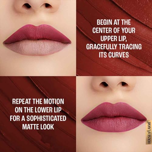 Image of Lakme Forever Matte Lipstick, Waterproof, Non Drying, Creamy Matte Bullet Lipstick Made With French Rose Oil Extracts, Nude Toast, 4.5g (Pack of 3)