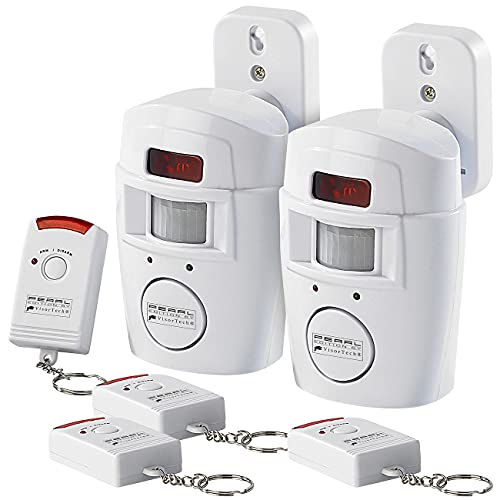 VisorTech Alarm: 2er-Set Hausalarme mit PIR-Bewegungsmelder und 2 Fernbedienungen (Bewegungsmelder Alarm)