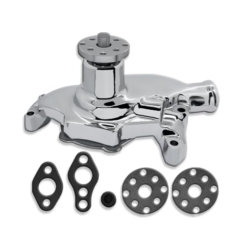 IMOOA Short Water Pump For Chevy SBC 283 327 350 383 400 1955-1985 Chrome Aluminum Mechanical