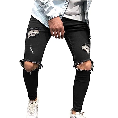 Mens Ripped Jeans Slim Fit Shiny Jean High Waist Stretch Jeans Casual Denim Pants Comfortable Streetwear Vintage3