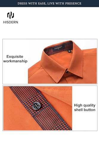 Image of HISDERN Mens Business Dress Shirts Long Sleeve Casual Button Down Shirt Formal Inner Collar Contrast Shirt for Men Wedding