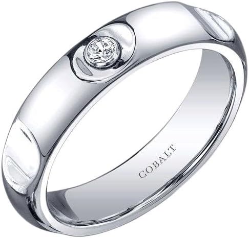 PEORA Classic Solitaire 5mm Men's Cobalt Wedding Ring Band, Custom Notched Design, Comfort Fit, Sizes 8 to 13