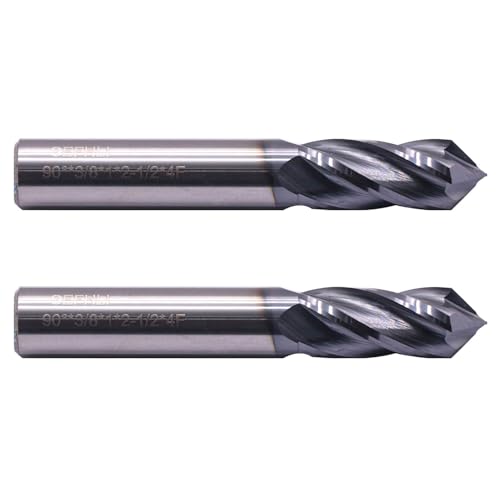 Image of 4 Flute 90 Solid Carbide Drill Mill Set(2Pcs, 3 /8 inch), AlTiN Coated | 90 Included Angle, 3 /8 inch Cutting Dia, 3 /8 inch Shank, 1 inch LOC, 2-1 /2 inch OAL For Milling Alloy Steel, Carbon Steel, Iron, Copper