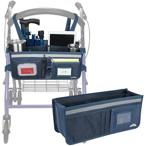Rollator Basket, supregear Rollator Walker Bag w/Cup Holder, Foldable Rolling Walker Waterproof Storage Pouch with Big Capacity & Never Tipping Over, Easy to Use Rollator Accessories for Seniors Cover