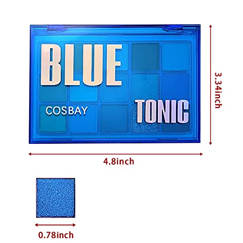 15 Colors Eyeshadow Palette,Matte Glitter Blue Eyeshadow Palette,Highly Pigmented Makeup Palette Long Lasting,Shimmer Eyeshadow Pallet Easy To Blend,Colorful Eyeshadow Palette Daily Party(Blue Tonic) #TOP2