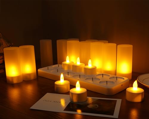 Wonenice WN-R12C Rechargeable Tea Lights Flickering Flameless Candles thumb #1