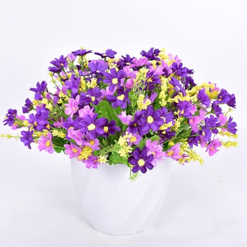 Ramo de flores artificiales moradas de seda con 28 cabezas para decoración 3