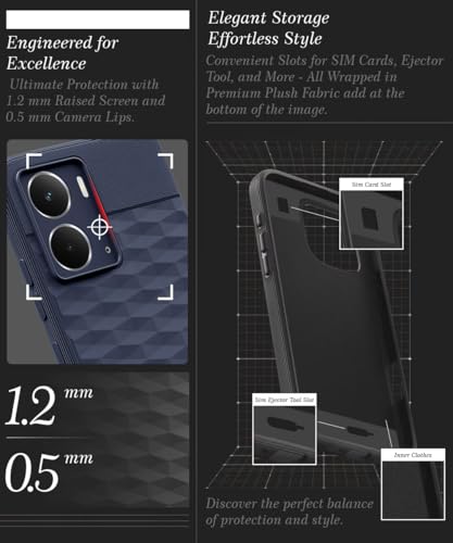Image of WOW IMAGINE Back Cover for Realme P3 5G with Hexa Cube Design | Ultra Slim Soft Rubberised Case | Inner Velvet Fabric | Matte Silicone Flexible Mobile Case | Camera Protection - Blue