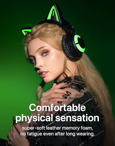 YOWU RGB Cat Ear Headphone CE Wireless 5.2 Foldable Gaming Headset with SoundMage Acoustic System, Built-in Mic & Customizable Lighting and Effect via APP, Designed for Gamer Girls (Black) YOWU RGB Cat Ear Headphone CE Wireless 5.2 Foldable Gaming Headset with SoundMage Acoustic System, Built-in Mic & Customizable Lighting and Effect via APP, Designed for Gamer Girls (Black)