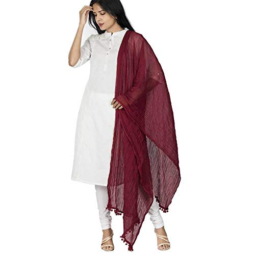 Cotton Solid Colors Women Dupatta Scarves Shawl (Maroon)