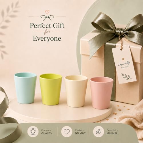 Image of Xtore Contemporary Matte Ceramic Planter Set of 4 for Indoor Plants | Minimalist Colorful Flower Pots for Desk, Shelf & Home Decor Styling (Pack of 4, Planter only)