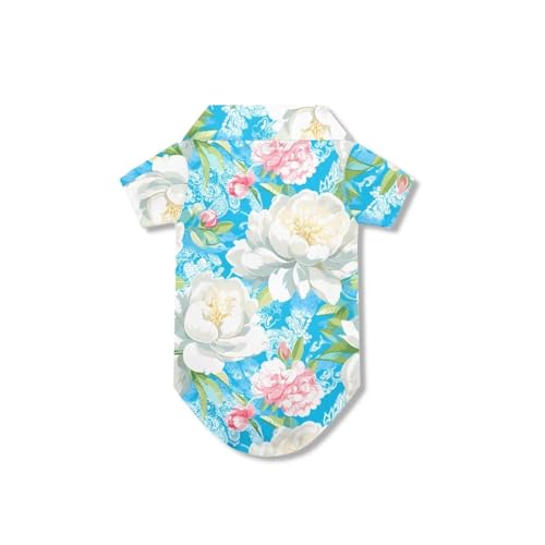 Disfraz hawaiano para perro con diseño Peonía blanca L miniatura 5