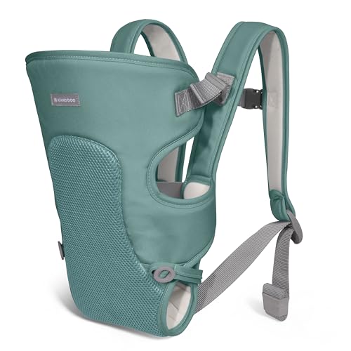 KikkaBoo Babytrage Neugeborenes MYRA, Ab 3 Monaten, Ergonomisch & Bequem, Für Babys bis 9 kg, 3 Tragepositionen, Atmungsaktives Netz, Verstellbare Schultergurte, Minze