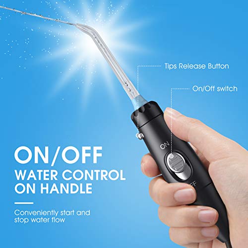 Water Flosser and Toothbrush Combo, ATMOKO 600ml Oral Irrigator & Electric Toothbrush with 7 Multifunctional Jet Tips, 2 Brush Heads Whitening Toothbrushes, Dental Water Flosser for Braces Care, Black - Thumbnail 4