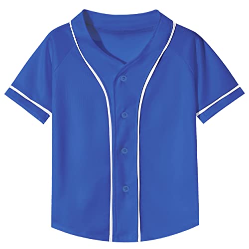 Yuji Itadori Kids Baseball Jersey Button Children's Boys Short Sleeve Hip Hop Fashion Casual Sports Black White Shirt (Blue,12 Years)
