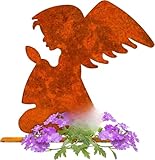 Grabschmuck Engel Grabengel,Engel für Grab Wetterfest Grabdeko Engel Grabschmuck Frostfest Metall Stahl Rost Grabdekoration Friedhof Deko langlebig Gedenkschild Friedhofdekoration (2)