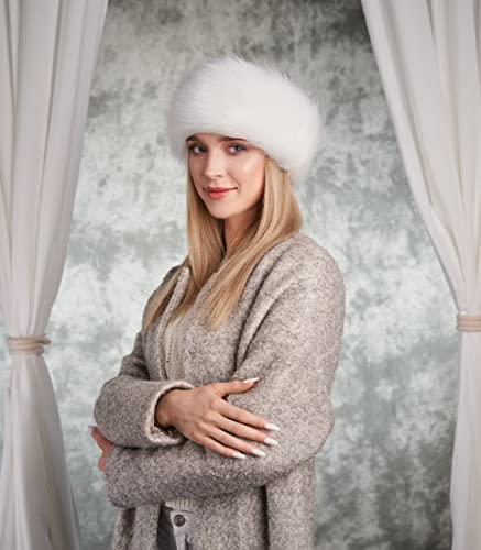 Futrzane Winter Faux Fur Headband For Women - Like Real Fur - Fancy Ear Warmer (White Rabbit) #TOP1