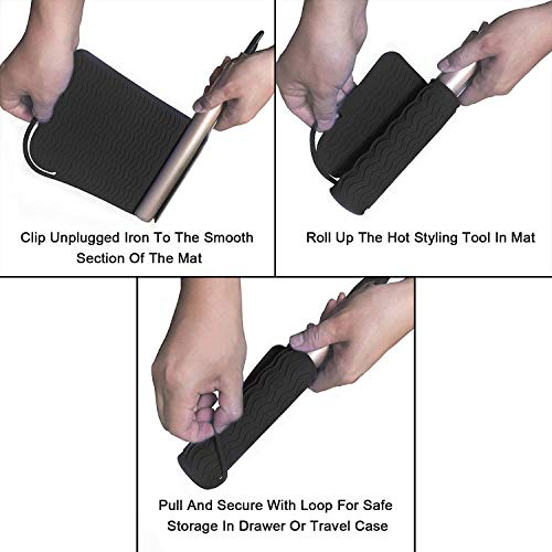 Dojimayisc Heat- travel mat made of black silicone, anti-heat pad for hair straighteners curling irons - Image 4