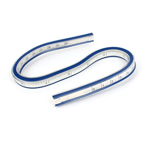 Aexit Woodworking Tailors Tools & Home Improvement Soft Plastic 30cm 12inch Flexible Curve Ruler Tape Measures Blue White