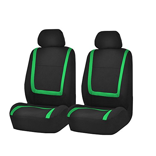 FH Group Car Seat Covers Front Set in Cloth – Car Seat Covers for Low Back Car Seats with Removable Headrest, Universal Fit, Automotive Seat Covers, Washable Car Seat Cover for SUV, Sedan, Van Green