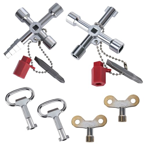 Clé Multifonction 4 Voies En Croix Universelle Triangle - Pour Armoires Electriques, Compteurs D'eau, Gaz Et D'Électricité (6 Pièces)