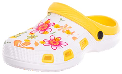 Sabots De Jardin Pour Femme Brandsseller - Mules Légères Motif Floral, Chaussures Confortables Intérieur Extérieur