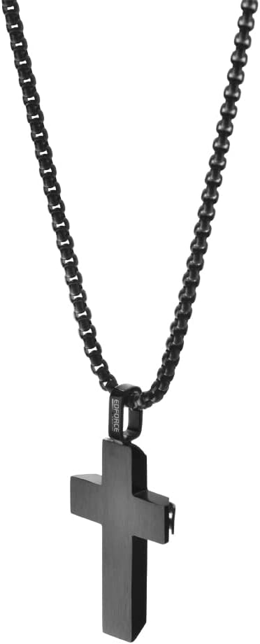 Edforce Stainless Steel Men's Tow Tone Double Layers Cross Pendant Necklace - Image 2