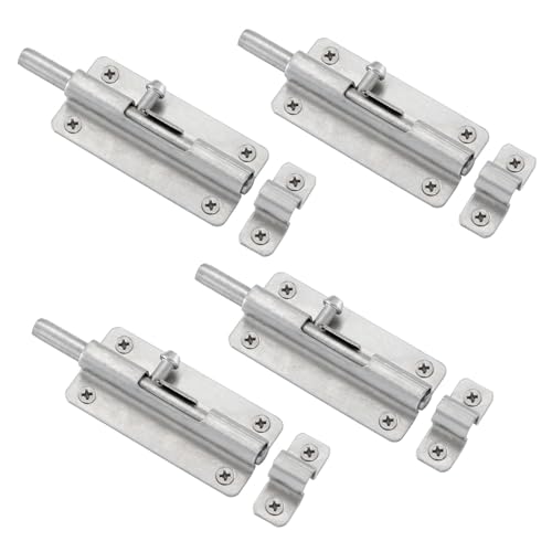 HOME MASTER HARDWARE Cerradura deslizante de seguridad para puerta, acero grueso sólido resistente, perno de barril de puerta de 4 pulgadas, cerradura deslizante de acero inoxidable con acabado