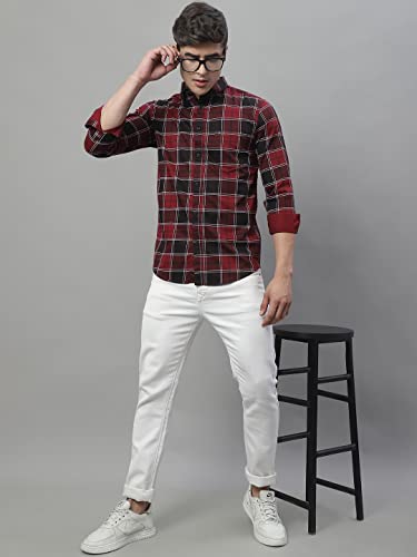 Image of Majestic Man Slim Fit Cotton Casual Check Shirt for Men