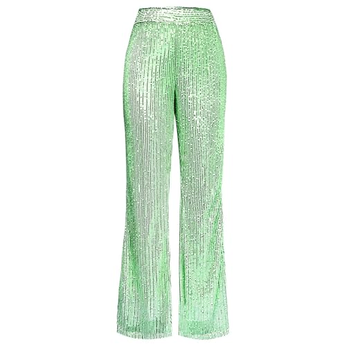 Pantalon décontracté coupe droite paillettes scintillantes fête - 3