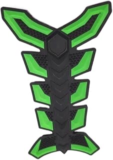3D Rubber Gas Fuel Oil Tank Pad Protector Cover Sticker Fish Bone Compatible With Most Motorcycles(Green)