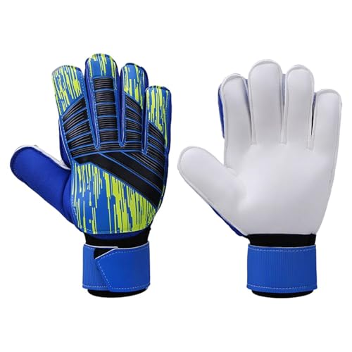 RNXRZANK Soccer Goalie Gloves with Adjustable Wrist Strap for Men and Women, Blue, 9cm