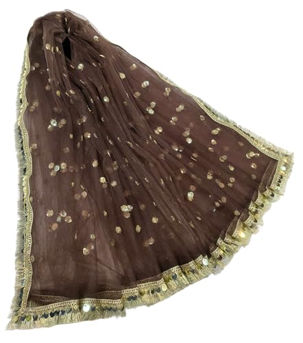 Image of Navti Creations Women's Lightweight Net Dupatta With Sequence Embroidery & Kiran Border (Length 2.25m)