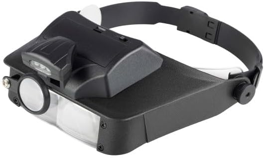 Magnifying Glasses for Close Work - 1.8X-4.8X Magnifying Headset with Light and 3 Lenses - Magnifier with Light Hands Free Head Mount Headband Magnifier for Crafts Jewelry or Art by Kings County Tools