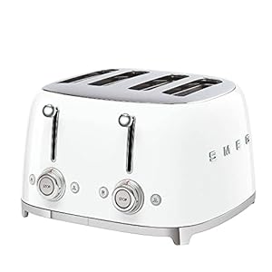 Smeg 50's Style Retro Aesthetic 4 Slice Toaster 6 Presets Extra Wide Slots White TSF03WHUS Smeg 50s Style Retro Aesthetic 4 Slice Toaster 6 Presets Extra Wide Slots White TSF03WHUS